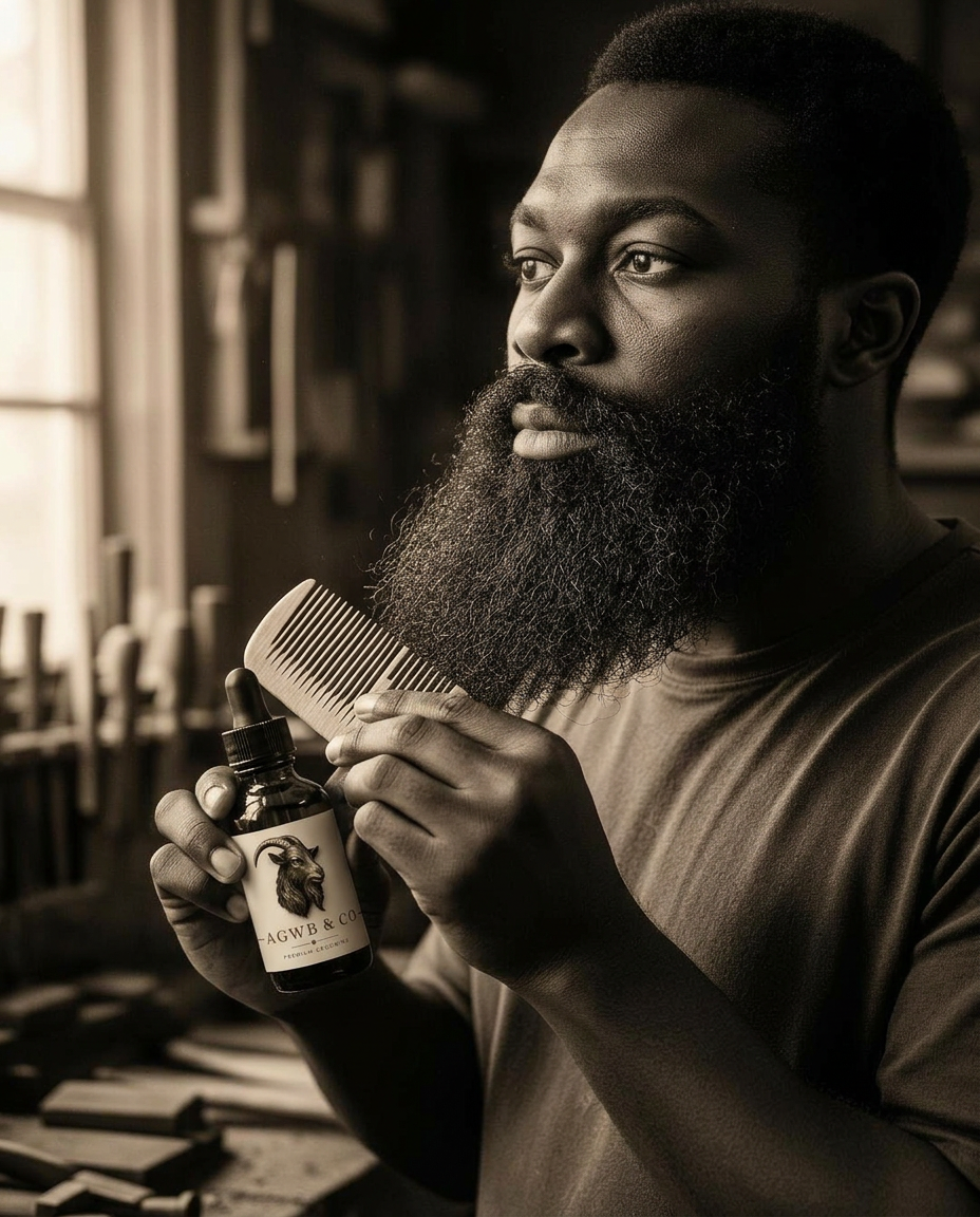 Craftsman pouring beard oil
